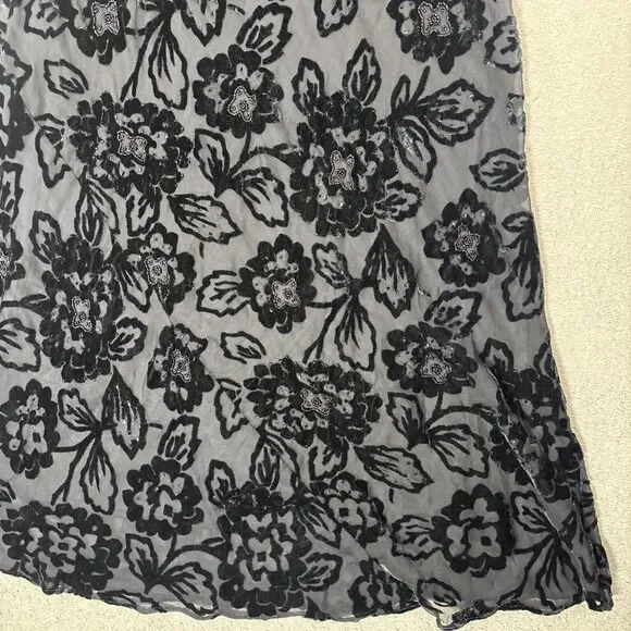 Eva Blue Size S Maxi Velvet Burnout Dress Whimsigoth Gothic Vamp Dark Fairy 90s - Picture 6 of 16